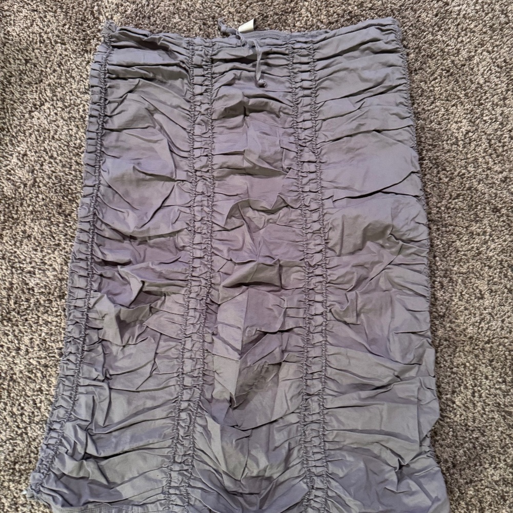 XCVI Ruched Gray Skirt XL Adjustable Drawstring Stretch Casual Skirt